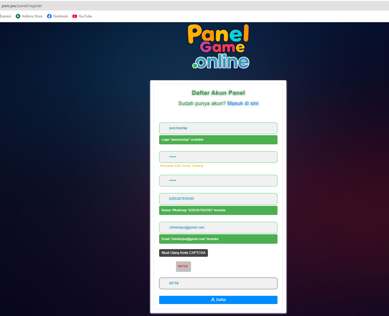 Step 2 - Isi form pendaftaran