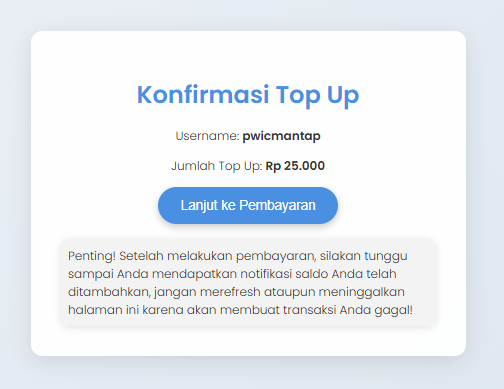 Step 2 - Konfrimasi Top Up