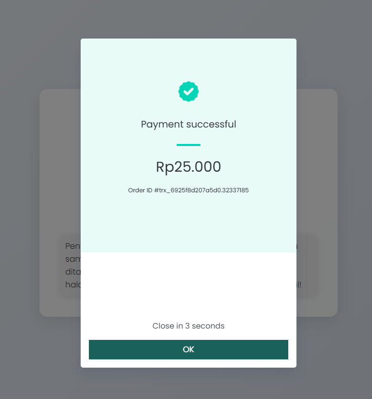 Step 4 - Top Up Berhasil